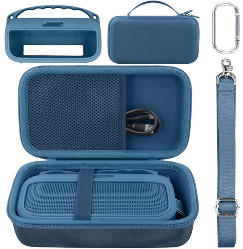 co2CREA Hard Travel Case and Silicone Case Combo for Bose SoundLink Flex (2nd Gen) Bluetooth Portable Speaker, Protective Case with Carabiner and Shoulder Strap