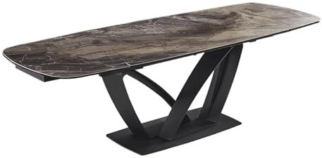 Riess Ambiente Ausziehbarer Esstisch Papillon - 180-260cm - Taupe Keramik - Marmor schwarz Metall