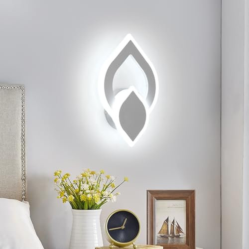 SENQIU Wandleuchte LED Innen Moderne, 16W 6500K Kaltweißes Licht Blumenförmige LED Wandlampe, Wandbeleuchtung Weiß aus Acryl für Schlafzimmer Wohnzimmer Flur Restaurant Treppenhaus Bett