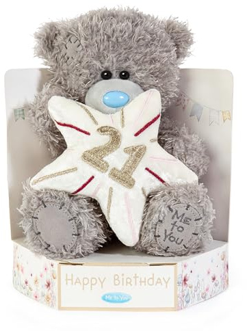 Me To You Tatty Teddy Plush 15cm-High 21st Birthday Bear On Luxury Gift Plinth - Official Collection, Grey