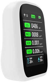 Air Quality Monitor, Medidor de calidad del aire 8 en 1 PM1.0 PM2.5 PM10 CO2 TVOC HCHO probador de temperatura y humedad pantalla LCD Detector de dióxido de carbono,hogar, oficina o escuela