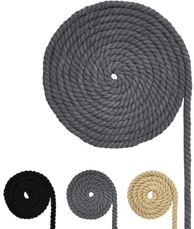 Cotton Cord, Macrame Yarn Rope, Various Sizes, Cotton Rope for DIY Crafts, Gifts (Grey, 6 mm (5 M))