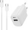 WAYTEX Chargeur Rapide 30W Double USB-C et USB avec Câble Nylon 1m - Recharge Rapide Sécurisée avec Puce IC, Chargeur Complet Prise + câble pour téléphone Type C, iPhone16-15, iPad, Samsung, Android