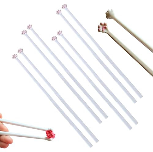 ZJHESXV Cates Palillos de Patata, meowgicchopsticks, diseño de Garras de Gatos Duradero, Lindas y únicas Estampados de Patas Rosadas Reutilizables 2 Sets