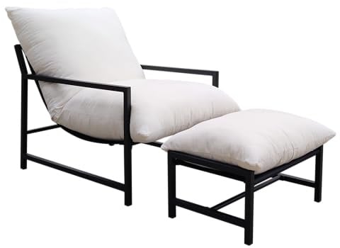 AVANTI TRENDSTORE - Cantello - Poltrona relax da giardino con poggiapiedi e cuscini imbottiti. Realizzata in acciaio. Ideale per l'esterno e resistente alle intemperie. Dimensioni LAP ca. 87x68x70cm
