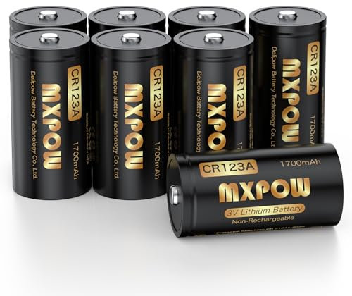 MXPOW CR123A 1700mAh Lithium 8 Stück Hoher Kapazität Lithium Batterie für Rauchmelder Batterie, Taschenlampe,Fernbedienung Spielzeug