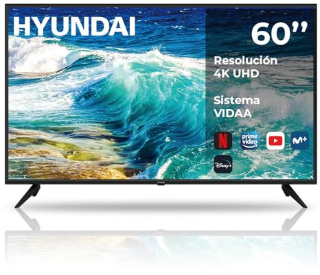 Hyundai Smart TV LED 60 HTV6000UV 4k Ultra HD DVBT2-S2 G Negro VIDAA U6 Mando con Acceso a Apps Hotel