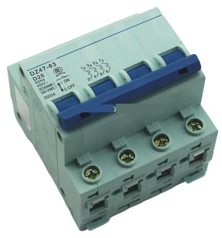 Disjoncteur DZ47-63 4P 25A Type D 240 V/415 V, 1 pièce