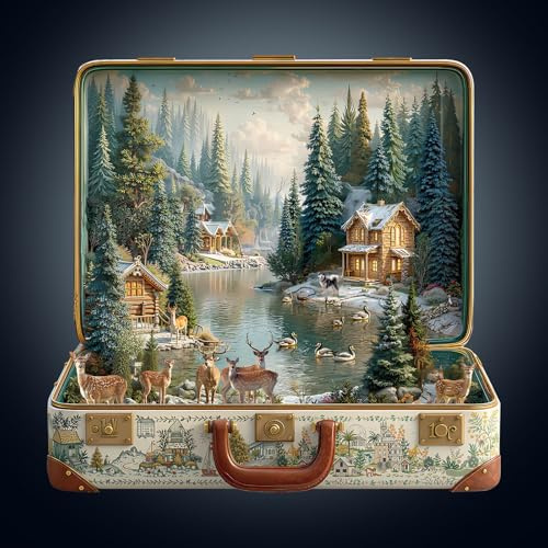 WOODBESTS Holzpuzzle Erwachsene, 290 Teile Waldkoffer Nordisch Holzpuzzle | Unregelmäßige Einzigartige Puzzle, Weihnachten und Geburtstag Geschenke für Puzzle-Liebhaber (34 × 33,7 cm)