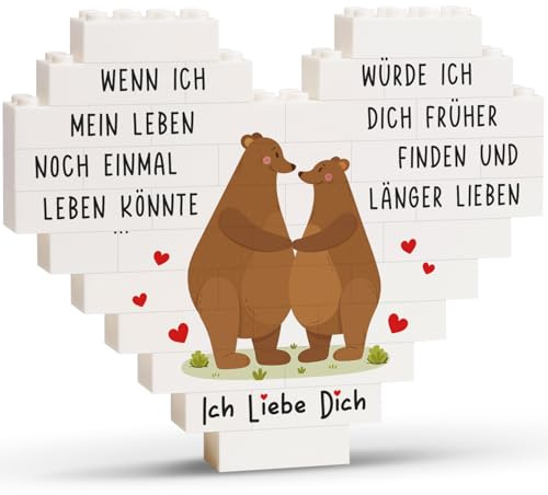 SECOGM Jahrestag Geschenke für Paare - Herzförmige Puzzleblöcke Deko | Hochzeitstag Geschenke für Ehemann Ehefrau, Ich Liebe Dich Geschenke für Männer