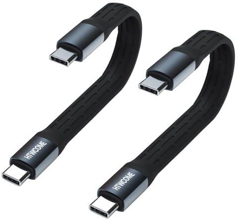 Extra Short Flexible USB C Cable 5.3 inch,USB 3.2 Gen 2 20Gbps Data Transfer 100W PD Fast Charge Flat Type C Cable for Thunderbolt 3 MacBook,Chromebook,External SSD, Power Bank, Galaxy S21 【2PACK】