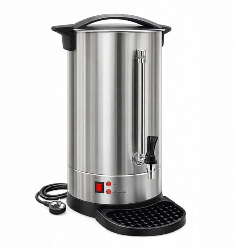 Electric Hot Water Dispenser – 18L Commercial Tea Coffee Urn Boiler Mulled Wine Urn Stainless Steel Thermostat Control Catering Auto Energy-Saving for Parties Catering Venues