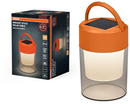 Osram ENDURA Style Solar Tischleuchte, 0,42W, 20lm, 3000K Warmweiß, dimmbar, Aufhänger, IP44, Kunststoff Orange