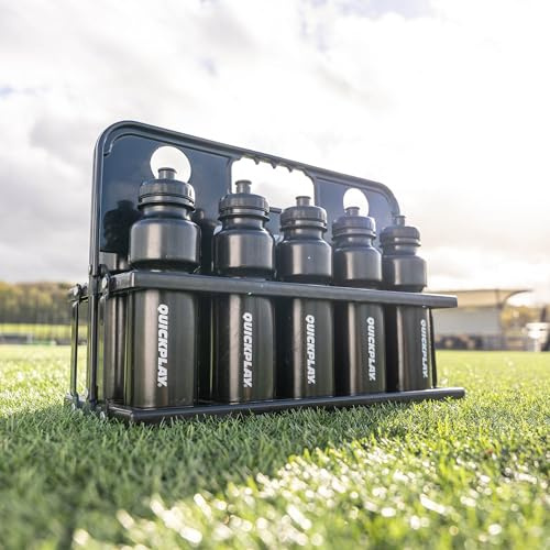QUICKPLAY 10 Water Bottles 750ml & Foldable Water Bottle Carrier - Sports Water Bottles for Teams, Football Water Bottles with Bottle Carrier, Lightweight Sports Bottle Holder