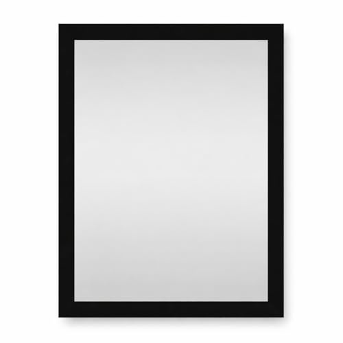 DRULINE Wandspiegel - Badspiegel - Dekospiegel - Flurspiegel - Spiegel matt Schwarz 30x40 cm - Hoch-/Querformat - Kosmetikspiegel für Gäste WC, Bad & Garderobe - Luxusspiegel mit edlem Design
