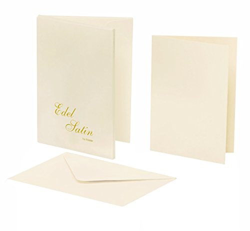 Rössler Edel Satin-Kartenmappe | Karten mit Umschlag | Briefpapier | 8 Blanko Karten zum Selbstgestalten in DIN A6 | 8 Briefumschläge DIN C6 | 11 x 1 x 15 cm | 1 Stück | Farbe: Ivory