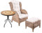 Luxus Rattan Set Relaxsessel Korbsessel Rattansessel mit Hocker Ohrensessel mit Fußhocker aus Rattan, inkl. Polster in beige und 1 Stück Mosaiktisch