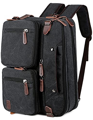 BAOSHA Convertible Briefcase Backpack 17 Inch Laptop Bag Case Business Briefcase HB-22, Black-grey Mixed, L, Classic