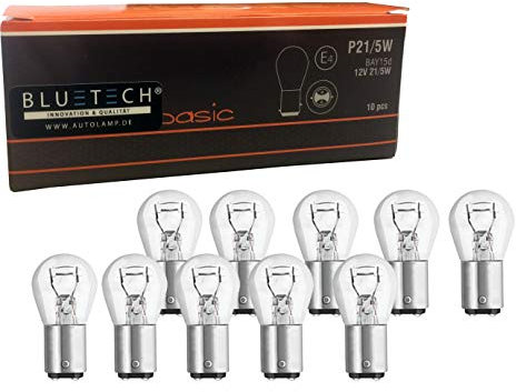 10x BLUETECH® BASIC EDITION Halogen-Signallampe, Bremslicht, Nebenschlussleuchte P21/5W BAY15d 12V