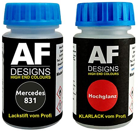 Barniz lápiz compatible con Mercedes/Daimler Benz 831 gris grafito metálico + barniz transparente, 50 ml