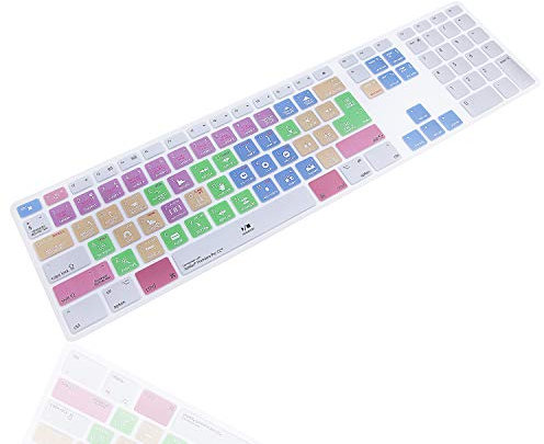 MMDW Premiere Pro CC Shortcuts Hotkey-Tastaturabdeckung aus Silikon für iMac G6 MB110LL/B MB110LL/A A1243 Tastatur mit Ziffernblock (US und EU Version)