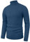 Hisir Pull Homme Col Roulé Tops Twisted Tricoté Pullover Sweater Hiver Slim Fit Pull à Manches Longues Couleur Unie Basique Pulls Chauds (Bleu VC, L)