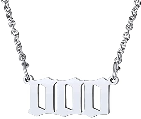 FindChic Silber Engelszahl Halskette 000 für Damen Zahl Charm Kette Engelsnummer Anhänger mit Geschenkebox für Valentinstag Geburtstag