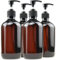 Empty Plastic Bottles with Pump Dispenser and 6pcs Labels Included, Refillable Travel Containers for Hand sanitizer Shampoo Lotion, etc - BPA/Paraben Free, 500ml/16.9oz (4 Pack)