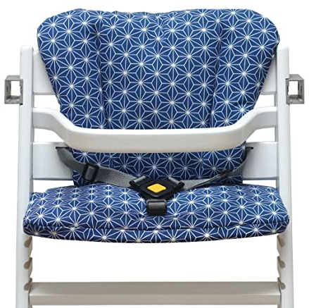 Blausberg Baby - Timba Sitz-Kissen Set personalisiert mit Name (Happy Star Blueberry Blau Abwaschbar) für Safety First Hochstuhl - Geschenk zu Geburt oder Geburtstag, Glückwunsch zur Geburt