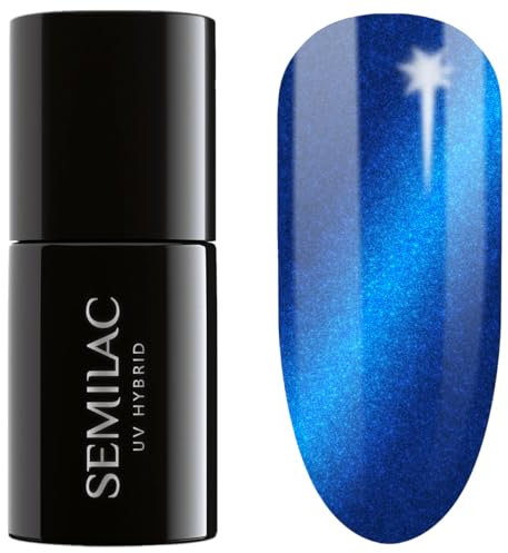 Semilac UV Nagellack Hybrid 466 Blue Silk Pyjamas 7ml Kollektion Silk effect