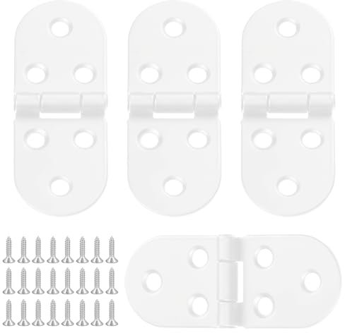 4 Piezas Bisagras Plegables, Bisagra 180 Grados, Bisagra de Mesa, Bisagra de Puerta con Tornillos, Bisagra para Maquinas de Coser, Mesas Plegables, Armarios, Muebles, Puertas (Blanco)