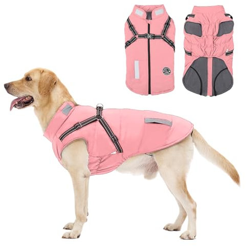 Cappotto Cane Invernale, Cappotto per Cani Impermeabile con Fodera in Pile Giacca Invernale Calda Lavabile con Strisce Riflettenti, Giacca Antivento per Cani di Piccola Taglia Grande Media