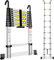 Exleiter Extendable Telescopic Ladder 2.9M, Aluminium Telescoping Ladder with Detachable Hooks and Stabiliser Bar, Adjustable Height Portable Sturdy Loft Ladder Secure Climbing for Home