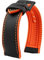 Passend for Breitling, Passend for Citizen, Passend for Tissot, Passend for Omega 20, 22 mm, 23 mm, 24 mm, Nylon-Fluorkautschuk-Armband, weiches Silikonarmband, Herren-Uhrenarmband(Black Orange blackA