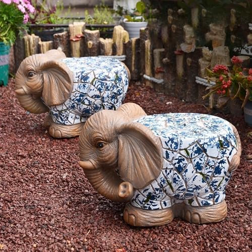 Stool, Elephant Decorative Garden Stool Set of 2 Outdoor Plant Stand Base Backyard Decorations Outdoor Statues Chairs Suitable for Garden Backyard Patio