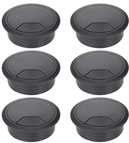 CutitiUU 6 Piezas Pasacables de Escritorio Ojales para Cable de Escritorio 60 mm Cables Mesa Pasacables Redondos para Gestión de Usb Alambre Tapa Cables Mesa para el Hogar y la Oficina (Negro)
