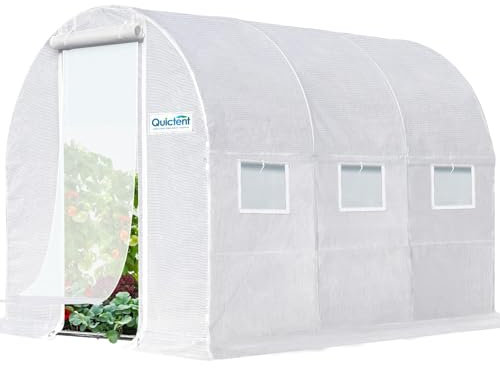Quictent Serre de qualité supérieure pour extérieur, 3 x 2 x 2 m, portable, cadre robuste, grande plante de jardin, maison cerceau chaude, 2 fenêtres ventilées et porte moustiquaire à fermeture