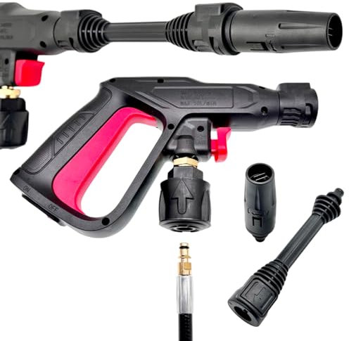 Pistola ad alta pressione per Kärcher con Quick Connect – max. 140 Bar, 60 °C – con prolunga da 155 mm e ugello piatto – ricambio per Kärcher 2.641 – 721.0