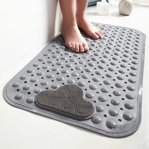 Alfombrilla de baño antideslizante para bañera y ducha interior, alfombra de baño cuadrada antideslizante con ventosas fuertes, cómoda para los pies, accesorio de baño seguro y duradero