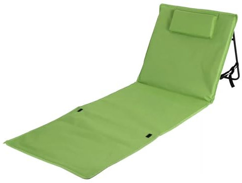 Dynamic24 Strandmatte mit Rückenlehne und Kissen Matte Strand Liege Strandstuhl Lehne Gartenliege Stuhl (Grün)
