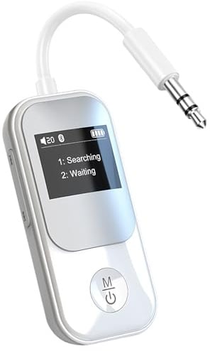 Airplane Bluetooth Transmitter 5.3 APTX Low Latency[2026 Upgraded] | Bluetooth Adapter with OLED Display for TV, Airplane, Headphone, Airpods, Speaker, Car