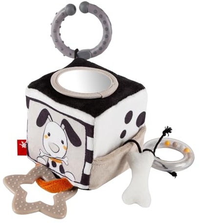 sigikid Aktiv-Würfel Dalmatiner, Dotson - Babyspielzeug mit Schwarz-Weiß-Kontrast Motorikspielzeug mit Rassel, Spiegel, Knisterfolie, Beißelement Geschenk für Babys ab 3 Monaten | Babyspielzeug mit schwarz-weiß Kontrast - modern, zeitlos, kindgerecht