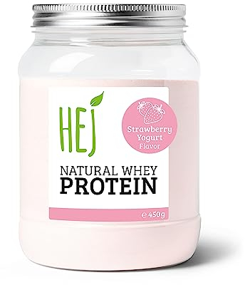 HEJ Whey Protein Pulver - Eiweißpulver für Muskelaufbau & Fitness - 22,1g Eiweiß pro Portion - Als Shake oder Zutat - Strawberry Yogurt 450g