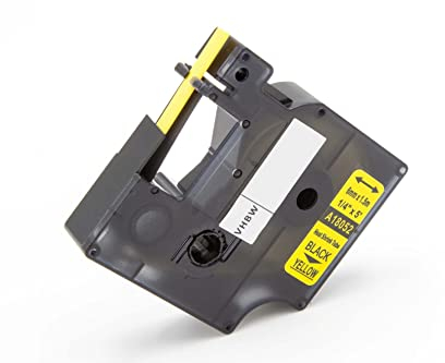 vhbw Schriftband-Kassette kompatibel mit Dymo Rhino 4200, 6000, 5200 Etiketten-Drucker Schwarz auf Gelb, Schrumpfschlauch-Kassette, 6 mm