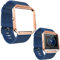 Maucoray Uhrenarmband mit Edelstahlrahmen Kompatibel für Fitbit Blaze Smartwatch, Silikonarmband Ersatzzubehör Verstellbares Armband (blau)