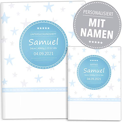 OLGS Personalisiertes U-Heft und Impfpasshüllen Set | Untersuchungsheft Hülle & Impfpasshülle schöne Geschenkidee Jungen personalisierbar mit Namen (Uheft Set personalisiert, ohne Motiv)