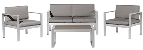Beliani Praktisches Gartenset Sofa 2 Sessel Tisch Aluminium dunkelgrau Salerno