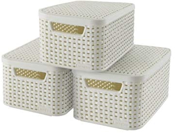 Curver 3-er Set STYLE Box S mit Deckel creme