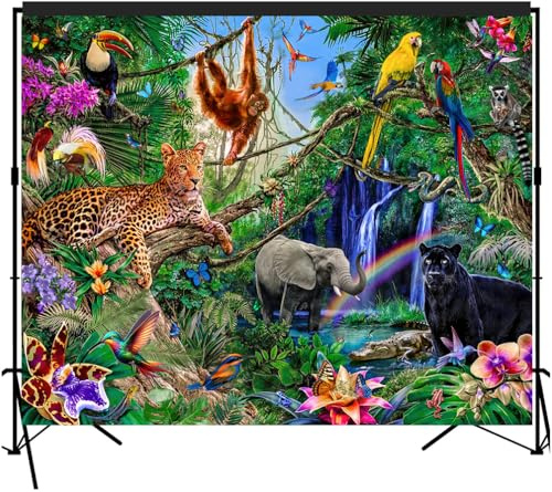Musykrafties Tropical Rain Forest Adventure Scenic Backdrop Large Banner Photography Studio Fabric Background Photobooth Prop 7x6feet #2191