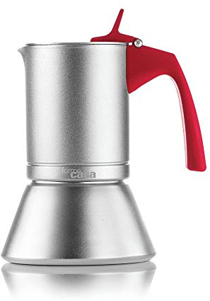 Fratelli Guzzini 10155155 Caffettiera Acrilico, Alluminio, Alluminio, Rosso, 142 mm, 170 mm, 10 cm